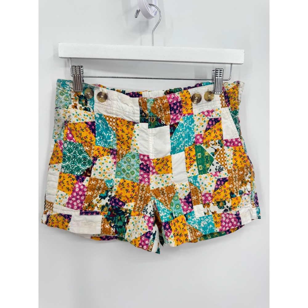 Pilcro Patchwork Shorts Women 27 Multi-Color Floral Geometric Boho
